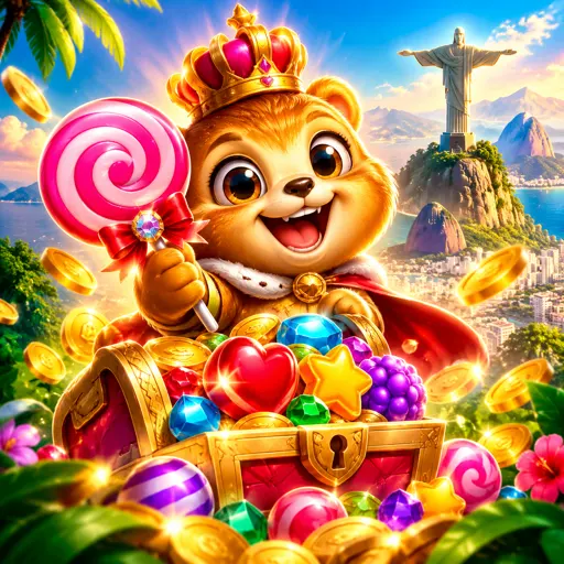 Arte do slot Sweet Bonanza com frutas e doces